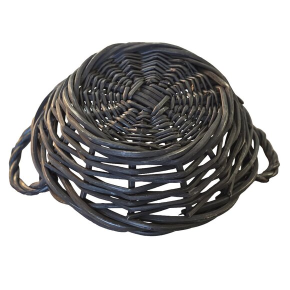 Small Black Wicker Basket, Good Condition - Picture 3 of 4